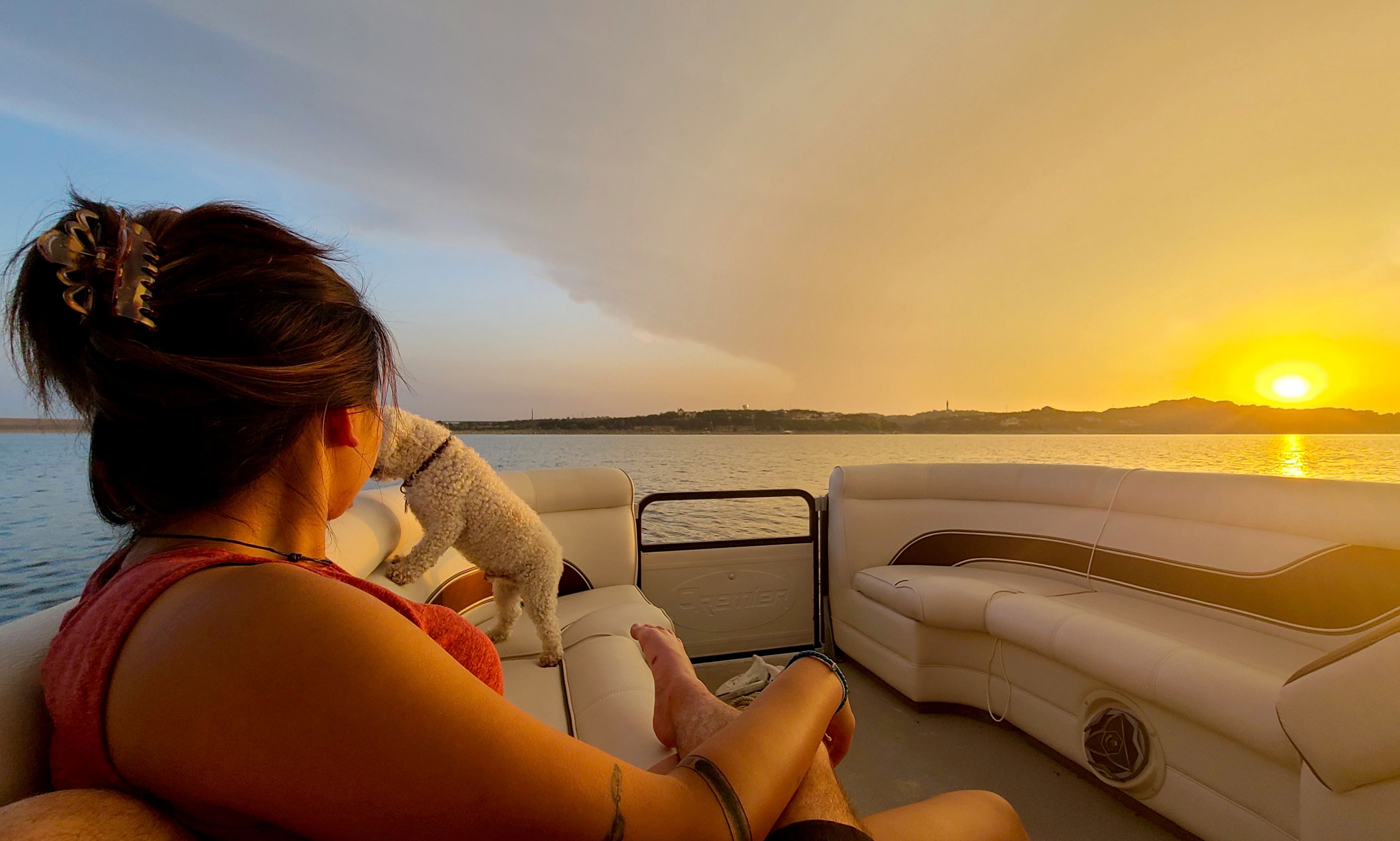28' Double Decker Pontoon Boat with Slide on Lake Travis