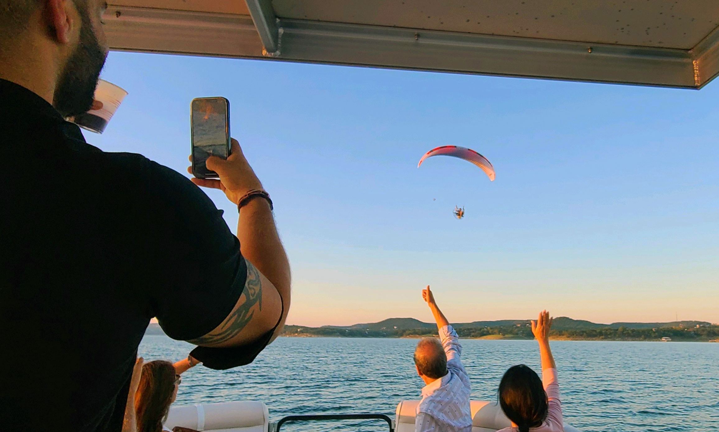 28' Double Decker Pontoon Boat with Slide on Lake Travis