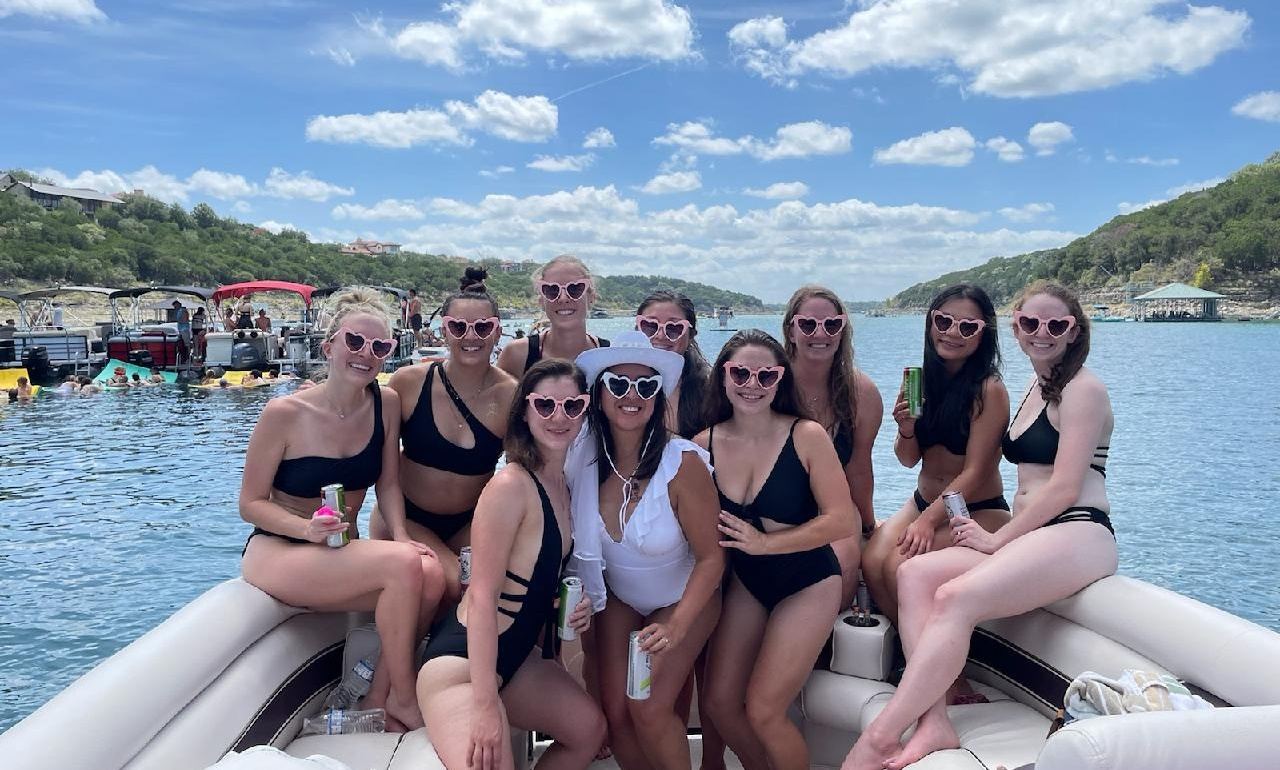 28' Double Decker Pontoon Boat with Slide on Lake Travis